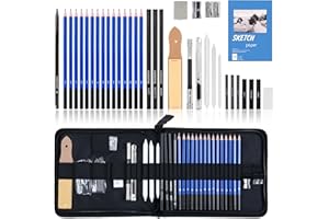 36Pcs Drawing Sketching Kit Set Ninonly Professional Art Supplies with Sketchbook,Sketching Pencils,Charcoal Pencils,Graphite Pencil,Extender Drawing Set in Zipper Carry Case for Adults Teens Beginner