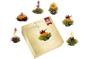 Creano Próbnik kwitnącej herbaty w eleganckim pudełku prezentowym - czarna, biała i zielona herbata - prezent dla kobiet, mamy, miłośników - 3 sztuki