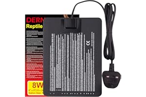 DERNORD Heat Mat Reptile 8W - Heating Pad Reptile for Snake Terrarium Vivarium Bearded Dragon Bird Heater Tortoise Accessories