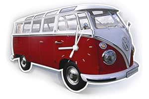 BRISA VW Collection - Volkswagen zegar warsztatowy, zegar ścienny w stylu autobusu T1 Campervan (klasyczny autobus/czerwony)