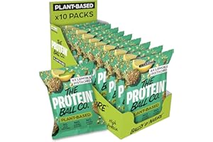 THE PROTEIN BALL CO. The Protein Ball Co Lemon & Pistachio Plant Protein Balls - Vegan Snack, Healthy Snacks, Gluten-Free, No Added Sugar - On-the-Go Energy Balls, Box of 10 bags