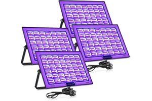 BOWEICORE 100W Foco Luz Negra 4 Piezas, Luz Ultravioleta Impermeables IP66, 395-400nm UV Light para Fiesta Neon, Halloween, Navidad, Fiesta Glow, Fiesta Fluorescente, Discoteca, Arte y decoración