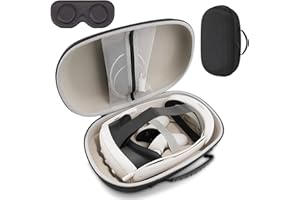 XINGFUDAO Custodia rigida per Meta Quest 3/Quest 3S/Pico 4 Ultra, impermeabile, antigraffio, organizzata per cinturino Elite, con tasca in rete per riporre gli accessori