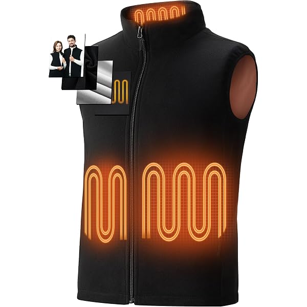 Muawo Premium Heated Vest, Size XS To XXL, Heated Vest For Men And Women, 5 Heated Zones, Clothing Up To 55 °C, Power Bank Selectable, Heating Vest, XS