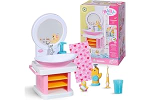 BABY Born Bath Hand Wash Basin - High-quality Accessories with Lights/Sound Effects For Toddlers - Includes Toothbrush, Mug, Dispenser, Plug & Towel - Batteries Required - Suitable from 3 Years