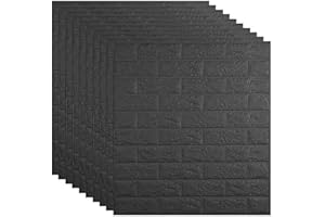 LeapBeast 10PCS 3D Carta da Parati Mattoni,pannelli decorativi 3d per parete,Autoadesiva Wallpaper Brick, Impermeabile Spessore Wallpaper per Cucina Ufficio TV Sfondo (Nero)