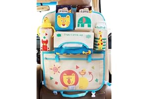 IXITON 1pz Cartone animato Organizzatore di stoccaggio auto Backseat, Carino bambini auto sedile posteriore organizzatore appeso auto Organizador borse tasca viaggio accessori interni (Leone)