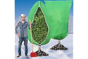 OAOGOD 2PCS Plant Fleece Frost Protection -120 x 180cm 80gms With Zip Drawstring,Winter Garden Cloth Blanket Jacket Horticultural Bags Plant Covers for Outdoor Fruit Olive Tree Potted Shrub from Cold Weather