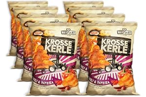 ‎HEIMART Krosse Kerle Chips | HeiMart | Chili & Paprika | 8er Box | regional | glutenfrei | vegan | 8 x 115 g