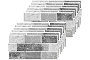 AMOYUN Kitchen Tile Stickers, Pack of 24 Mosaic Tile Stickers, 15 x 30 cm, Bathroom Self-Adhesive Tile Decoration Stickers, Brick for Kitchen, Dining Room, Bathroom Tile Film Decoration