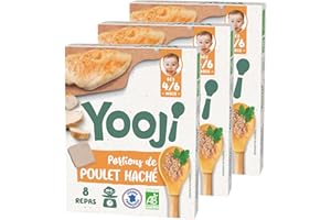 Yooji - Portions de poulet haché français bio dès 6 mois - Pour 24 repas bébé - Lot 3 x80g