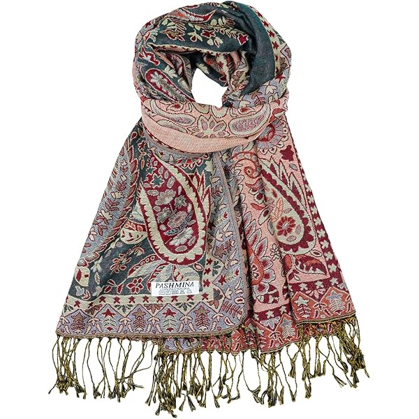 CRFASIBE Pashmina Sjaal voor Vrouwen, Paisley Patroon Shawl met Kwastjes, Zachte Sjaal Winter, Vrouwen Veelzijdig Draagbare Grote Stola voor alle Seizoenen(Wijn Rood