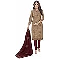 Miraan Printed Unstitched Cotton Dress Material (SAN2307,Brown)