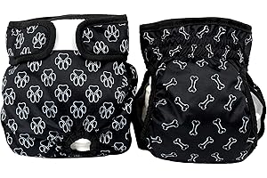 IMMACULATE TEXTILES Reusable Female Dog Incontinence Nappies/Sanitary Pants/Period Pads - Pack of 2 : Absorbent, Strong & Washable : Older Dogs, Puppies & Dogs in Season/Heat (Paw & Bone, M)