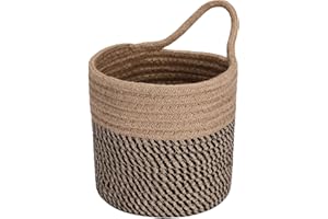 Sea Team Hängende Baumwollseilkörbe, 17,5 cm, kleiner gewebter Aufbewahrungskorb, Fahrradtasche, Stoff-Pflanzgefäß, Topf, Wand, Tür-Organizer für Schlüssel, Brieftaschen, gemischte Farben