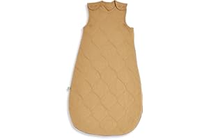 The Little Green Sheep Baby Sleeping Bag 6-18 Months, Quilted Organic Linen & Cotton Sleeping Bag, 2.5 Tog for All Year Round, Honey