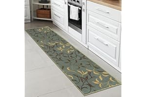 Ottomanson Ottohome Collection nowoczesny dywan z gumowym oparciem w kształcie liści, 57 cm x 210 cm, piana morska