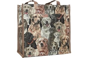 Signare Tapestry Shoulder Bag Shopping Bag for Women with Dog Design