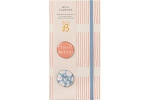 Busy B - Planificateur de repas et listes de courses hebdomadaires détachables avec deux aimants - Rose Rayure