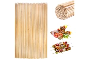 WDEC 100 Spiedini di Legno, Spiedini di bambù 4mm * 35cm, Spiedini Barbecue, Verdure, Frutta, Riunioni di Famiglia, Robusti Bastoncini di Marshmallow, Cocktail Barbecue e Verdure