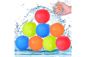 Herefun Wiederverwendbare Wasserballons, 8 Stück Wasserbomben Wiederverwendbar Selbstschließend, Silikon Wasserbälle Schnelles Befüllen, Splash Bälle Set, Outdoor Spielzeug für Kinder Wasserspiele