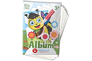 Sabbiarelli Sand-it For Fun - Album Animali da Giardino: 5 Fogli Adesivi A5 per Sand Art con 7 Disegni da Colorare con Sabbia Colorata (NON INCLUSA) - Lavoretti Manuali per Bambini 3+