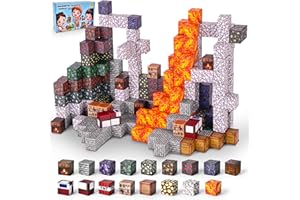 Ulikey Magnetische Bausteine, 80 Stück Magnetic Building Cubes 2.5CM Magnetische Würfel Set Bergwerke Magnetische Bauwelt Mine Magnet Welt für Jungen und Mädchen ab 3 4 5 6 7Jahren (Bergmann Lava)