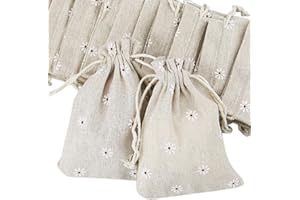 HXMJIED 20 sacchetti di lino con coulisse, sacchetti regalo in tessuto di cotone 10 x 14 cm, piccoli sacchetti regalo in tela per Natale, matrimoni e feste