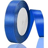 OWill Royal Blue Satin Ribbon, Polyester Double Faced, 20mm x 22 Meters, Gift Wrapping Ribbon for Cake Decoration, Sewing Pro