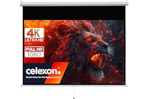celexon Basic Écran de Projection Manuel 110" | 240x135 cm 16:9 | Écran Extensible Full-HD 4K pour Le Home Cinéma & présentations de Bureau | écran adapté au Montage au Plafond ou au Mur