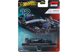 Hot Wheels Premium Mercedes-AMG PETRONAS Formula 1-bil | Samlarmodell av Kimi Antonellis die-cast-bil i skala 1:64, Real Riders-däck och metallkaross/chassi, JKD92