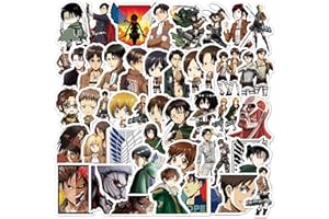 TRUSTKK Lot de 50 autocollants en vinyle Motif attaque des Titans – Autocollants anime imperméables pour ordinateurs portables, bouteilles d'eau, ordinateurs portables – Designs durables et vivants