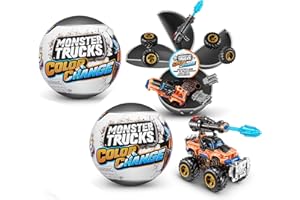 5 Surprise Monster Trucks Series 3 Color Change 2 Pack by ZURU Collectible Racing Battle Surprise Fireable Weapons Action Toys for Boys (2 Pack)