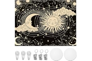 EUIEUT Tapisserie Murale Décorative, Soleil Lune Créatif, Grand Tapisserie Murale à Suspendre pour Murs, Chaises, Pique-nique, Nappes, Canapés