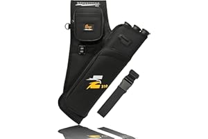 SUNYA Archery Hip Quiver for Arrows. Includes 3 Tubes Arrow Holder, Accessories Pockets and Waist Belt. Fit for Compound and Recurve Bow Practice.