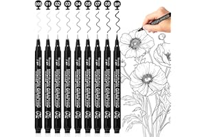 Surcotto Czarne Cienkopisy do Szkicowania, Rysowania Technicznego, Ilustracji, Komiksu - Zestaw 9 Szt