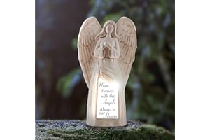 Muldale Mum Grave Ornament - Angel Statue with Solar Lights Mum Memorial Gifts for Graveside with Solar Light Verse for Mother Loved One