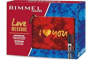 MAX FACTOR Rimmel London Kit Regalo Donna Love Message, Pochette Small Red con Mascara Nero Extra Super Lash Allungante e Volumizzante e Matita Occhi Soft Kajal Kohl