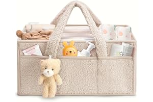 CHANXIUZAI Baby Wickeltasche Organizer，Baby-Windel-Caddy Organizer für Wickeltisch，Multifunktional Tragbar Wickel Organizer für Feuchttücher und Babysachen (Weiß)