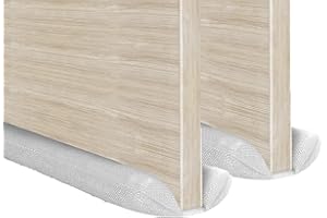 2 x MOXVIO Draft Excluder for Doors, Double Under Door Draught Excluder, 2 Sided Cushion Draft Stopper, 70 to 90 cm Cut-to-Size Adjustable Width, Waterproof Snowproof 600D Oxford Fabric (White)