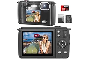 WINDANCY Cámara Digital, cámaras 4K de 64 MP para fotografía, cámara de vlogging de Zoom 18X para Youtube con WiFi, cámara compacta pequeña con Tarjeta SD de 32 GB, batería para Adultos