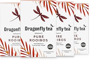 Dragonfly Rooibos Tea | Pack of 4 x 40 Organic Tea Bags (160 Teabags) | Naturally Sweet Herbal Tea Bags | Rooibos TeaBags | Caffeine-Free Tea | Biodegradable TeaBags