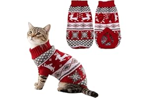 Himissy Maglioncino Gatto, Vestito Natale Gatto, Maglione a forma di Gatti, Vestito per Gatti Natalizio, Vestito Cane Taglia Piccola, per Calore Invernale (E, M)