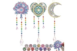 ODAPTO Craft Kits Gifts for 6 7 8 9 10 Year Old Girls Boy - Diamond Painting Arts Crafts for Kids 6-10 Year Old Boy Girl Gifts, Double Sided Crystal Suncatchers Art Wind Chime for Garden Window Decorations