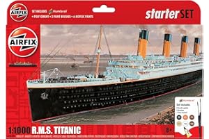 Airfix Ship Model Building Kits - RMS Titanic Miniature Craft Kit, 1/1000 Scale Model Boat Kits for Adults to Build, Incl. Titanic Model Ship, Paint, Brushes & Poly Cement - Titanic Gifts for Men