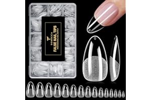 TOMICCA 510 Pièces Capsule Americaine Ongle Amande, 15 Tailles Capsules Ongles Gel Couverture Complète, Faux Ongles Pourextension D'ongles et Nail Art Salon de Manucure DIY à Domicile