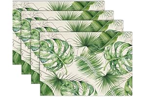 TARKLANDA Juego de 4 manteles Individuales de Hoja Tropical manteles Individuales de Hojas de Palmera Tropicales, Verano decoración de Mesa, Interior, Vacaciones, Fiesta, 30 x 45 cm