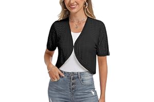 Totatuit Damen Bolero Festliche Kurze Elegante Strickjacke Baumwolle Leicht Kurzarm Sommerjacke für Party und Hochzeit
