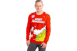 UNITED LABELS The Grinch Maglione natalizio per uomo e donna – Merry Grinchmas Inverno Maglia Maglione Ugly Christmas Sweater Unisex Natale Rosso