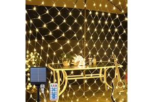 Blumacht Światła sieciowe na zewnątrz, 192 diody LED 9,8 x 6,5 FT z różnymi trybami oświetlenia, światła siatkowe LED do krzewów, ogrodu, podwórka, wakacji, Bożego Narodzenia (złoty)